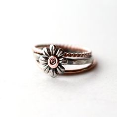 Silver Daisy Stacking Ring Set, Rose Gold Rings, Flower Ring, Boho Flower, Bridesmaid Rings, Antiqued Ring, Stack Bands, Anniversary Gift A NEW LittleGreenRoom set of three rings that are just gorgeous have arrived just in time for the season! You get all three rings pictured in the photos! YAY! A beautiful gift of love for mom, bridesmaids, sisters, and besties too! Great gifts for any and all occasions when a smile on her face is required. ✦This is a CUSTOM ring order✦There is a processing tim Flower Bridesmaid, Rings Flower, Argentium Silver Jewelry, Rose Gold Rings, Bridesmaid Rings, Sunflower Ring, Daisy Ring, Stacking Ring Set, Three Rings