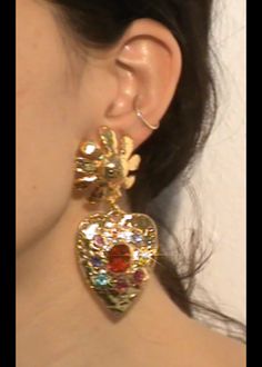 Tropicana Earrings in Gold - Multi – Mondo Mondo Lizzie Hearts, Dope Jewelry, Funky Jewelry, Jewelry Lookbook, Stunning Jewellery, Jewelry Inspo, Dream Jewelry, Pretty Jewellery, Red Glass