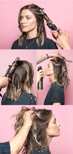 Style a medium-length haircut like an L.A. It Girl with this easy tutorial. #hair #curling #tutorial #medium #length #haircut #LA #beauty Styling Long Bob Tutorials, Curling Hair With Layers, What Size Curling Iron To Use, Styling A Long Bob, Curled Long Bob, Long Bob Styling, 1 Inch Curls, Styling A Lob, Messy Long Bob