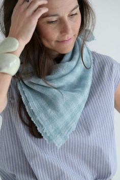 Apuntob square scarf in sea check. measures 28" square.    100% cashmere.  made in italy. Army Cargo Pants, Star Master, Check Scarf, Peter Pan Collar Blouse, Petal Sleeve, Checked Scarf, Denim Hat, Hair Accessories Gift, A Perfect Circle