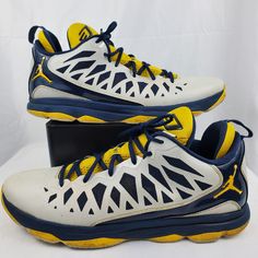 Good Condition -Midsoles Are Scuffed And Creased -Wear On Soles Message Me With Any Questions, Concerns, Or Offers! Dynamic Yellow Low-top Sneakers, Dynamic Yellow High-top Sneakers, Yellow Mid-top Jordan Sports Shoes, Low-top Basketball Shoes With Vibram Sole, Yellow High-top Running Sneakers With Round Toe, Yellow High-top Sneakers With Round Toe For Running, Yellow High-top Running Sneakers, Sports Basketball Shoes With Vibram Sole, Dynamic Yellow Sneakers With Cushioned Footbed