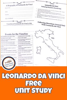 an image of a book with the title leonador da vinci free unit study