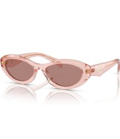 From Prada&#x2C; the Women's PR 26ZS 55mm Rectangle Sunglasses features:Rectangle shapeAcetate frameNot Rx-ableStandard plastic lensNon-polarizedApprox. 55mm lens- 16mm bridge- 145mm templeImported. Pink Prada Sunglasses, Prada Sunglasses Women, Prada Glasses, Prada Sunglasses, Rectangle Sunglasses, Cool Sunglasses, Eyewear Womens, Rectangle Shape, Eyewear Sunglasses