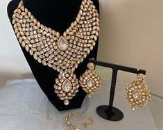 Bridal Jewelry Set Pakistani jewelry Set Indian jewelry Set | Etsy Elegant Kundan Bridal Earrings For Marriage, Elegant Kundan Bridal Earrings, Kundan Bridal Necklace With Matching Earrings For Wedding, Heavy Kundan Bridal Necklace For Anniversary, Traditional Bridal Necklace With Matching Earrings For Wedding, Festive Bridal Necklace With Matching Earrings For Wedding, Festive Wedding Jewelry Sets With Matching Earrings, Festive Wedding Bridal Necklace With Matching Earrings, Bollywood Bridal Necklace With Matching Earrings For Wedding