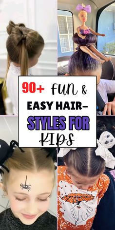 In a rush? These last-minute Halloween hairstyles for kids are super easy and fun—think cats, pumpkins, and more! Get them ready in no time. #lastminutehalloweenhairstyles #halloweenhairstylesforkids #quickhalloweenhairstyles #funhalloweenhair #cutekidshair Kid Halloween Hairstyles, Pumpkin Bun Hairstyle, Halloween Hairdos For Kids, Halloween Kids Hair Ideas, Hairstyle For Halloween, Spooky Hair Day, Toddler Halloween Hairstyles, Cute Halloween Hairstyles For Kids, Easy Halloween Hairstyles For Kids