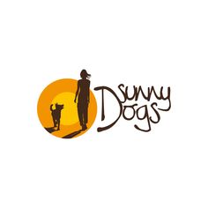 the logo for sunny dogs with a woman and her dog