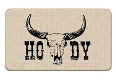 a cow skull with the word hodgy printed on it