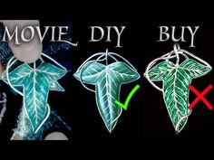 the movie diy buy is shown in three different colors and sizes, including green leaves