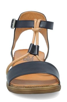 Channel effortless casual-chic style in this breezy sandal complete with a cushioned footbed to provide everyday comfort. Flat sole Cushioned footbed Leather upper and lining/rubber sole Made in Portugal Adjustable T-strap Sandals With Ortholite Insole, Adjustable Cushioned Flat Heel Wedge Sandals, Casual Footbed Sandals With Removable Insole, Cushioned T-strap Footbed Sandals For Vacation, Casual T-strap Sandals With Cushioned Footbed, Casual Synthetic T-strap Sandals With Arch Support, Lightweight Cushioned Open Toe Sandals, Casual T-strap Footbed Sandals With Cushioned Footbed, Casual Adjustable Wedge Sandals With Open Heel