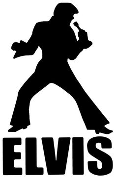 the elvis logo is shown in black and white