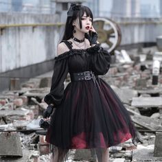 Lady Lolita Gothic Dress Ruffle Mesh Puff Sleeve Steampunk Cosplay Irregular | eBay Gothic Dress Elegant, Long Sleeve Party Dresses, Unique Clothing Stores, Techwear Fashion, Op Dress, Japanese Dress, Goth Dress, Party Dress Long Sleeve, Vintage Gothic