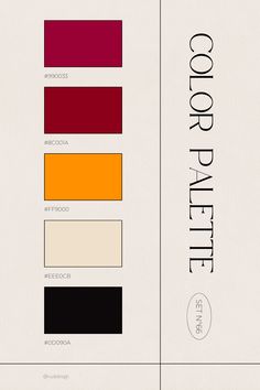 the color palette is different shades of red, orange, yellow and black on white paper