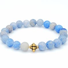 Natural Blue Aventurine Beaded Bracelet. Blue Aventurine Stone Meaning: *Great For Meditation *Can Help With Addictions *Can Help To Open Up To Inner Growth *Helps Maintain Inner Peace Natural Blue Aventurine 8 Mm Beads, Brass Detail Bracelet Stretches And Good For Wrist Sizes 6-7.5 In. If You Have A Different Size Please Message Me And I Will Adjust Blue Gemstone Bracelets For Everyday Wear, Everyday Blue Jewelry With 8mm Beads, Light Blue Gemstone Beaded Bracelets For Healing, Blue Lapis Lazuli Gemstone Beaded Bracelet, Blue Gemstone Beads Bracelet For Everyday, Everyday Blue Gemstone Beads Bracelets, Everyday Blue Gemstone Beads Bracelet, Blue Amazonite Gemstone Beaded Bracelets, Adjustable Blue Amazonite Beaded Bracelets