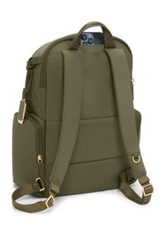 Designed to make every journey and commute easier, this streamlined Tumi backpack has space for a laptop, interior multifunction pockets, and exterior zip pockets for easy access to essentials. | TUMI Celina Backpack Modern Backpack With Zipper Pocket For Trips, Versatile Backpack With Zipper Pocket For Trips, Modern Travel Backpack With Functional Pockets, Versatile Backpack Luggage With Functional Pockets, Luxury Backpack With Functional Pockets For Everyday Use, Modern Green Travel Backpack, Modern Backpack With Anti-theft Pocket For Trips, Versatile Backpack With Anti-theft Pocket For Trip, Tumi Backpack For Men