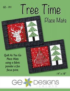 Tree Time Quilt As You Go Table Runner And Placemats Ideas, Place Mats Ideas, Placemats Diy, Quilting Pantographs, Quilted Placemat Patterns, Diy Placemats, Toppers Diy, Holiday Sewing, Place Mats Quilted