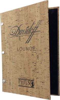 a cork board with the words davinly lounge on it and an open door