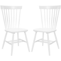 two white chairs sitting next to each other on a white background with no one in it