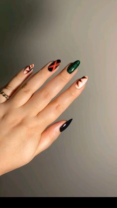 Mha Nails Bakugo, Dabi Inspired Nails, Mha Nail Ideas, Anime Nails Designs Simple, Bakugo Nails Design, Anime Style Nails, Bakudeku Nails, Bakugo Inspired Nails, Mha Inspired Nails