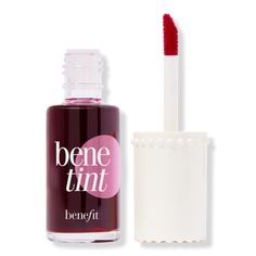 Liquid Lip Blush & Cheek Tint - Benefit Cosmetics | Ulta Beauty Makeup Products Single, Benefit Lip Tint, Bene Tint, Benefit Benetint, Best Lip Stain, Lip Blush, Makeup List, Blush On Cheeks, Cheek Stain