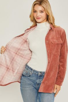 Corduroy Reversible Button Down Jacket TERRA COTTA Jacket