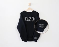 This custom dad sweater is the perfect gift for Father's Day! Personalized with the kids names this makes the perfect gift for a new dad, grandfather, husband or any dad in your life!   T H E   F I T  *Our Unisex Sweaters are a customer favourite - Gildan Brand made from 50% cotton, 50% polyester, these sweaters fit roomy as they are unisex. P R O D U C T I O N  &  S H I P P I N G  *Every item purchased is made to order and heat pressed by a member of our shop, we require 3-5 business days to cr Dad Sweater, Dad Shirts, Kids Names, Just Style, Sweater Fits, College Style, Gift For Husband, Name Gifts