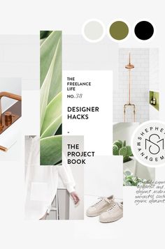 the interior design hacks book is open to pages with photos and text on them