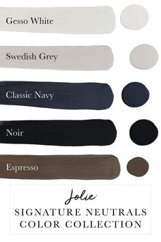 the signature neutrals color collection is available in several shades and finishes, including black, white, gray, and espresso