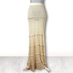 Stunning Peruvian Connection Pima Cotton Cream Tiered Knit Lace Maxi Skirt Just Gorgeous Open Knit. Would Be Amazing As A Swimsuit Coverup. New With Tags! Offers And Bundles Are Welcome! Smoke Free, Pet Friendly Environment. Lace Maxi Skirt, Maxi Lace Skirt, Peruvian Connection, Knit Lace, Be Amazing, Lace Maxi, Open Knit, Lace Knitting, Pima Cotton