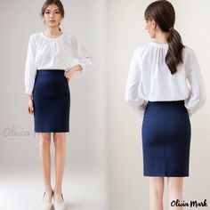 Olivia Mark - Pencil Skirt Style- Tailored Mini Skirt Suit Dress Elegant Non-stretch Skirt For Office, Elegant Non-stretch Office Skirt, Elegant Non-stretch Lined Pencil Skirt, Elegant Non-stretch Pencil Skirt For Work, Non-stretch Elegant Mini Skirt For Workwear, Elegant Non-stretch Mini Skirt For Work, Non-stretch Knee-length Workwear Skirt, Fitted Pencil Skirt Dress With Lined Skirt, Non-stretch Knee-length Skirt For Workwear