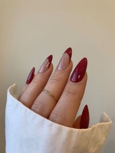 Gorgeous Red Nail Ideas | Fall Winter Nail Ideas | Cherry Red Nail Inspo #rednails #nailinspo Medium Almond Acrylic Nails Red, Red Biab Nail Art, Pinkish Red Nails, Acrilyc Nails Design Ideas, Read Nails, Detail Nails, Red Nails Aesthetic, Red Nails Design, Pretty Nail Designs Acrylics