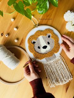 someone is working on an animal themed crochet project