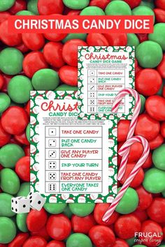 Fun Christmas Candy Dice Game for Kids - Print Today! – Frugal Coupon Living School Family Night, Candy Dice Game, Christmas Activity For Kids, Cute Game, Christmas Games For Kids, Christmas Game