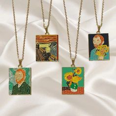 Gorgeous handmade enamel Van Gogh painting pendant with chain included 🌼❤ Chain Length: 45cm + 5cm adjustable length ♡ Ships within 24 hours of purchase Monday-Saturday Discover the timeless elegance of our handcrafted enamel jewelry collection. Each exquisite piece is meticulously created by skilled artisans, blending vibrant enamel with delicate metals to produce stunning, wearable works of art.  Elevate your style with these unique and carefully crafted accessories, designed to add a touch o Van Gogh Painting, Her And Him, Van Gogh Paintings, Enamel Jewelry, Perfect Gift For Her, Self Portrait, Charm Jewelry, Van Gogh, Chain Length