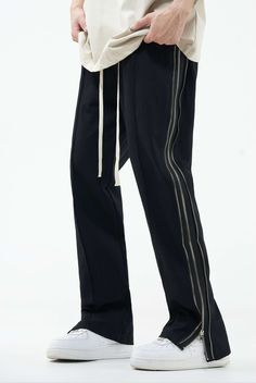 Get ready to take your street style up a level with nightcity's Double Side Zip Straight Pants. These pants feature zipper detail in both sides for a bit of edginess and a comfortable fit. Plus, it comes with an elastic waist and drawstrings, so you can adjust the fit just for you. Easily match the pants with any shirt, and you're sure to make heads turn as you strut down the street. Complete your look and get creative—you won't be disappointed!
Gender: MenMaterial: PolyesterClothing Length: Ful Straight Leg Bottoms With Zipper Pocket For Streetwear, Edgy Streetwear Pants With Zipper Closure, Edgy Pants With Zipper Closure For Streetwear, Urban Streetwear Pants With Zipper Closure, Urban Black Pants With Zipper Pocket, Straight Leg Pants With Zipper Pocket For Streetwear, Urban Bottoms With Zipper Closure For Streetwear, Urban Cotton Pants With Zipper Closure, Urban Style Pants With Zipper For Fall