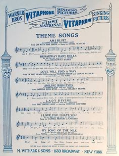 an old sheet music poster with the names of various musical instruments