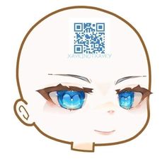 a person with blue eyes has a qr code on their forehead