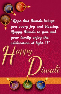 happy diwali greeting card with three colorful lights on the occasion of diwali