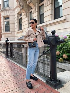 Crop Trench Coat + Chunky Loafers Fall 2023 Outfit Loafers Outfit