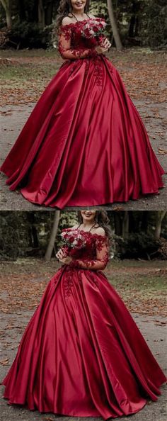 burgundy quinceanera dresses lace long sleeves ball gowns with lace embroidery Champagne For Wedding, Homecoming Dress Modest, Satin Ballgown Wedding Dresses, Full Sleeve Prom Dress, Long Sleeve Wedding Dress Ball Gown, Black Tie Gowns, White Prom Dress Long, Vestido Charro, Satin Ballgown