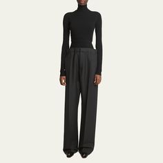 ALAIA trousers with a knit band Full length High rise Side slip pockets; back buttoned pockets Straight legs Tab/zip fly Cotton/elastane/viscose Made in Italy Poses Reference, Pose Reference, Full Length, Tops Designs, Straight Leg, High Rise, Trousers, Italy, Luxury Fashion