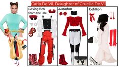 an image of a woman in costume for halloween or cosplaying with her name carda de vil daughter of crela devilea devil