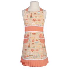 pink child's apron with cake graphics on mannequin. Kids Skirt Apron, Toddler Half Apron, Childrens Aprons, High Iron, An Apron, Cake Walk, Kitchen Helper, Little Kitchen, Kids Apron