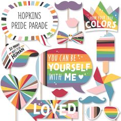 colorful photo booth props with the words you can be yourself with me