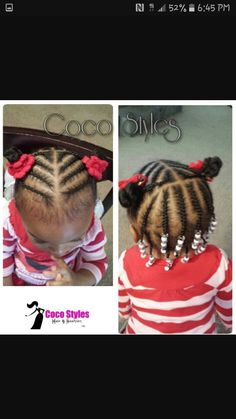 One Year Old Braid Hairstyles, Hair Styles For 3 Year Girl Black Braids, Hairstyles For 1 Year Baby Girl Black Braids, Toddler Hairstyles Girl Black With Beads, Cornrow Pigtails, Toddler Girl Braid Styles With Beads, Hairstyles Girl, Black Toddler