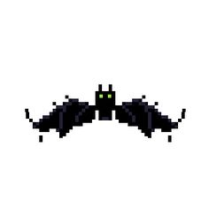 an image of a bat with green eyes on it's face and black wings