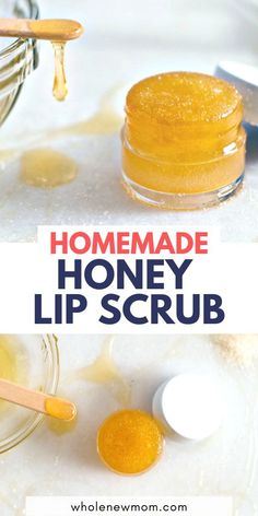 Makeup & Beauty // DIY honey lip scrub. Sugar Lip Scrub Diy, Diy Lip Mask, Homemade Lip Scrub, Honey Lip Scrub, Natural Lip Scrub, Lip Scrub Recipe, Lip Scrub Homemade, Sugar Scrub Homemade