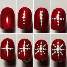 Step By Step Snowflake Nail Art, Snow Flake Nail Art Step By Step, Snowflake Nails Step By Step, Christmas Nails Diy Step By Step, How To Draw A Snowflake On Nails, Diy Christmas Nails Easy Step By Step, Nail Art Step By Step Easy, Christmas Nails Step By Step, Snow Flake Nail Art