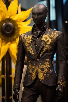 Dnd Noble, Noble Clothes, Guy Clothing, Male Costumes, Sunflower Outfit, Summer Ball, Suit Prom, Ball Ideas, Yellow Dragon