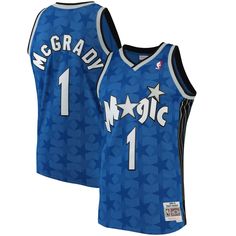 a blue basketball jersey with the number 1 on it and an inscription that reads, mc grady