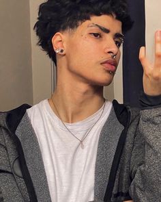 Light Skin Edgar, Dyed Hair Short Men, Mixed Men Hairstyles, Boys Edgar, Dermal Piercing Men, Hispanic Male Face Claims, Handsome Hispanic Men, Boy Edgar Cut With Earrings, Face Peircings Guys